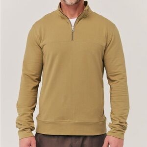 Pact Men’s Stretch French Terry Quarter Zip Sweater Fennel L